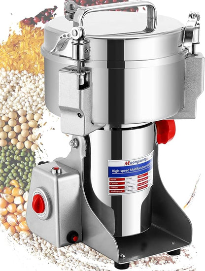 Moongiantgo 2000g Grain Mill Grinder Commercial Spice Grinder 3000W Stainless Steel Electric Pulverizer Dry Grinding Machine for Wheat Corn Rice Pepper Herbs Coffee Beans (2000g Swing, 110V)