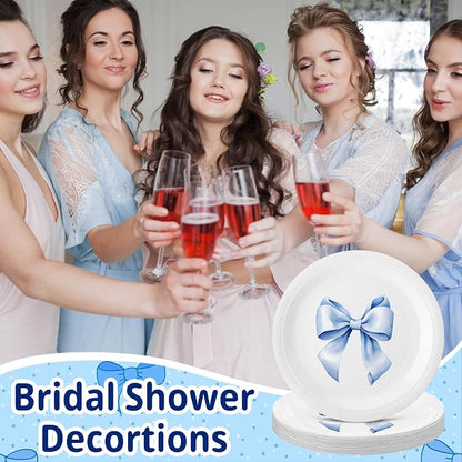 Sieral 144 Pcs Blue Bow Party Supplies Coquette Cute Supplies Bachelorette