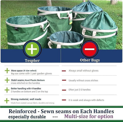 32-Gallon Collapsible Trash Can (19x25 in) Hard-Shell Bottom Yard Garden Bag for Pop-Up Recycling Bin,Yard Waste,Debris bag,Laundry Hamper,RV Camping Waste Bin,Lawn Grass,Leaf Bag,Sods,Weeds Barrel
