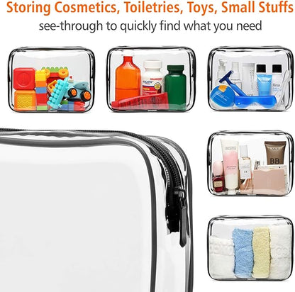 PACKISM Clear Makeup Bag - 3 Pack TSA Approved Toiletry Bag, Travel Clear Toiletry Bag, Black White Grey