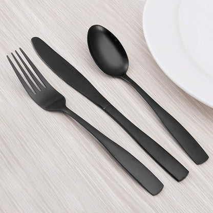 Matte Black Silverware Set, Satin Finish 30-Piece Stainless Steel Flatware set, Tableware Cutlery Set Service for 6, Utensils for Kitchens, Dishwasher Safe
