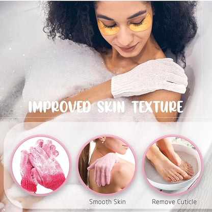 104 Pcs Exfoliating Glove Bulk Shower Gloves with Hanging Loop Exfoliating Body Scrubber Dead Skin Remover for Body Bath Beauty Spa Massage Scrubs Men Women Bathing(Multicolor)