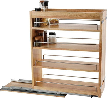DINDON Pull Out Spice Rack Organizer for Cabinet, (5" W x 21.9" D x 25.2" H) Multi-Use Wood Pull Out Cabinet Organizer Slide Out Shelf Cabinet Storage for Kitchen, Pantry Organization