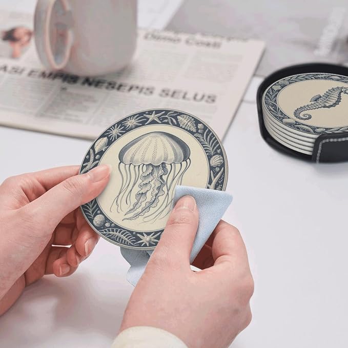 6 Pcs Nautical Ocean Drink Coasters