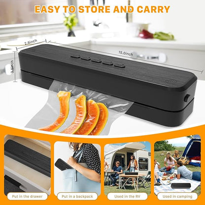 Vacuum Sealer Machine, Fast-Compact/Multi-Functional Vacuum Sealer for Food with Starter Kites, Dry/Moist Mode & External Vacuum System, Built-in Cutter & 10 Vacuum Bags