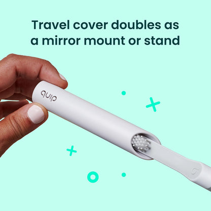 Quip Metal Sonic Toothbrush, Electric Toothbrush for Adults –Time Travel & Soft Bristles with Travel Case & Replaceable Brush Head -3-Month Battery Life - Dawn Peach Gold