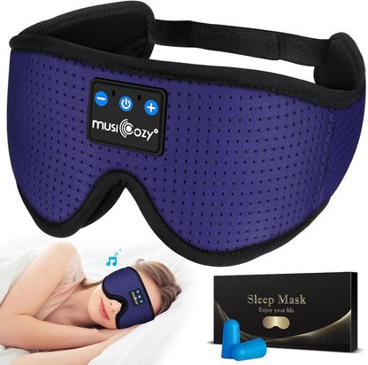 MUSICOZY Sleep Headphones Breathable Bluetooth Headband 3D Sleeping Headphones, Wireless Music Eye Mask Sleep Earbuds for Side Sleeper Women Men Office Air Travel Cool Tech Gadgets Unique Gifts