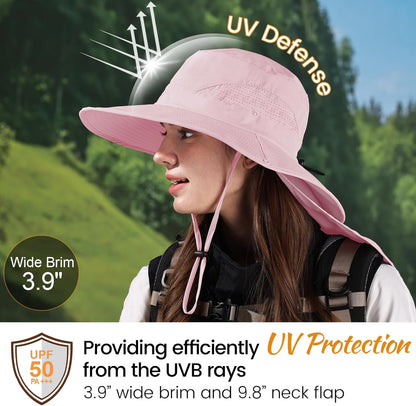 ZOORON Sun Hat for Men Women Fishing Hat with Neck Flap Wide Brim Bucket Hat UV Protection for Beach Camping Hiking