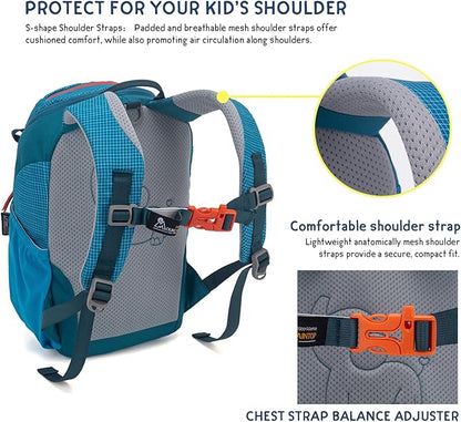 MOUNTAINTOP 8L Kids Backpack,Toddler Backpack Travel Daypack with Chest Strap,Small Backpack for Preschool and Kindergarten