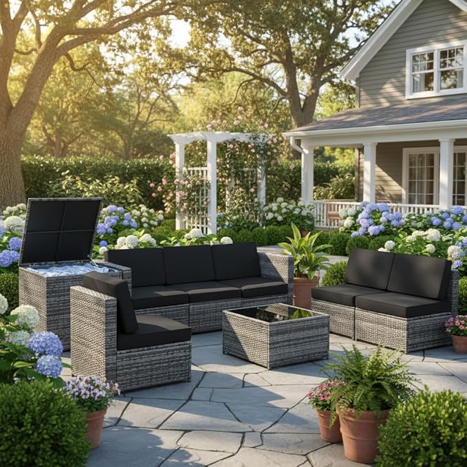 Tangkula 8 Pieces Wicker Patio Furniture Set