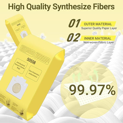 50558 Vacuum Cleaner Bags Replacement for Kenmore Canister Type C/Q 5055, 50555, 50557, 50558 and Pana·sonic Type C-5, C-18, 200 Series, 400 Series, 600 Series, 800 Seires Vacuum - 30 Pack