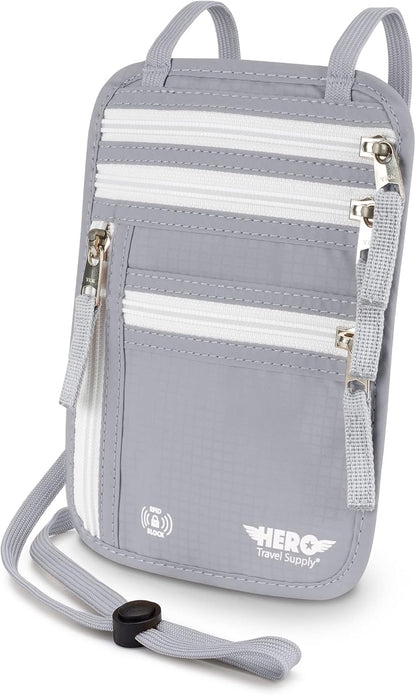 HERO Neck Wallet, RFID Blocking Passport Holder, Easy to Conceal and Pouch
