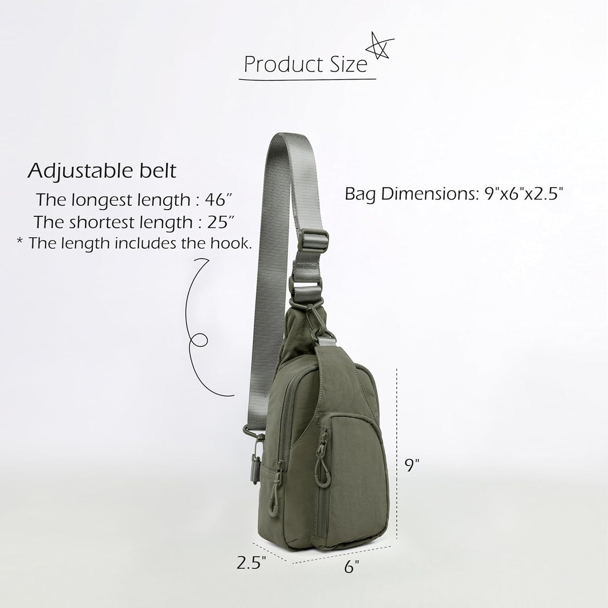 ODODOS Daily Sling Bag with Adjustable Straps Crossbody Chest Bag Lightweight Small Backpack for Casual Traveling Hiking