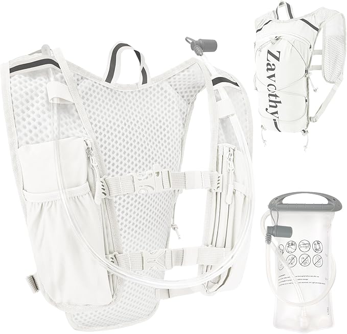 Zavothy Hydration Running Vest for Men & Women – Lightweight 1.5L Hydration Pack with Phone Pockets, Water Bottle Holders, Reflective Strips, Rain Cover – Trail Running, Cycling, Marathon