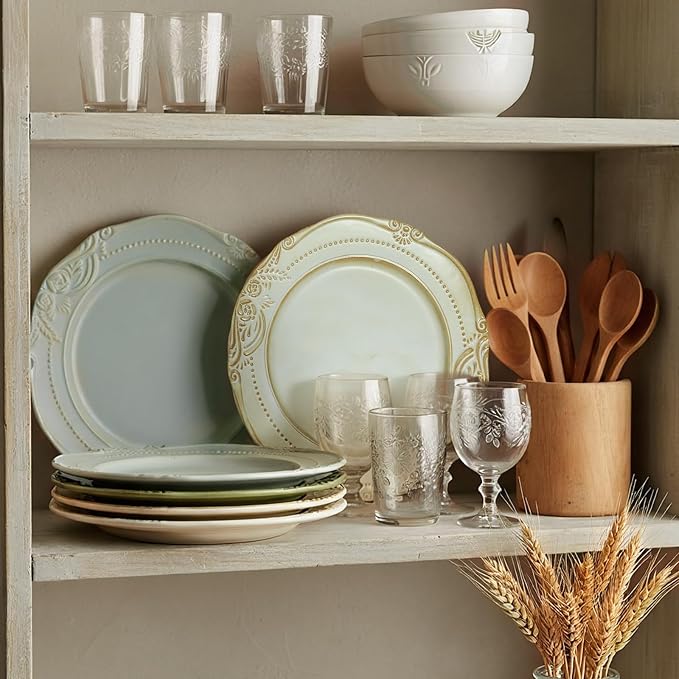 salad plates set of 4, 10.5 inch Reactive Glaze Stoneware Dinner Dish Set