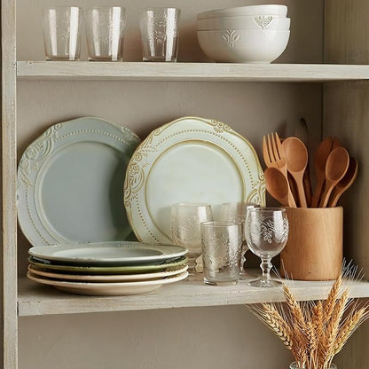 salad plates set of 4, 10.5 inch Reactive Glaze Stoneware Dinner Dish Set