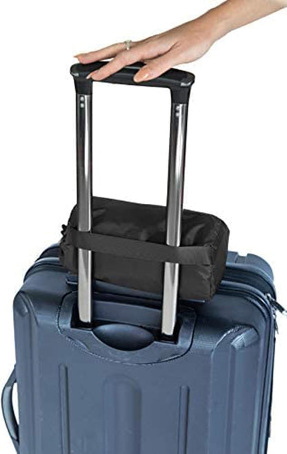 BlueHills Ultra Compact Travel Blanket Pillow in Portable Bag Case with Hand Luggage Belt & Backpack Clip Premium Cozy Soft Compact Pack Large Blanket for Airplane Flight Layover Black C003