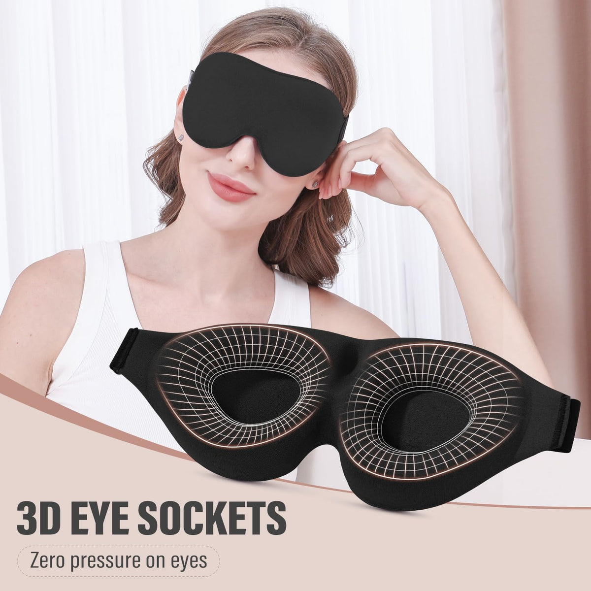 YIVIEW Sleep Mask for Side Sleeper, Complete Light Blocking 3D Sleeping Eye Mask, Soft Breathable Eye Cover for Women Men, Relaxing Zero Pressure Night Blindfold