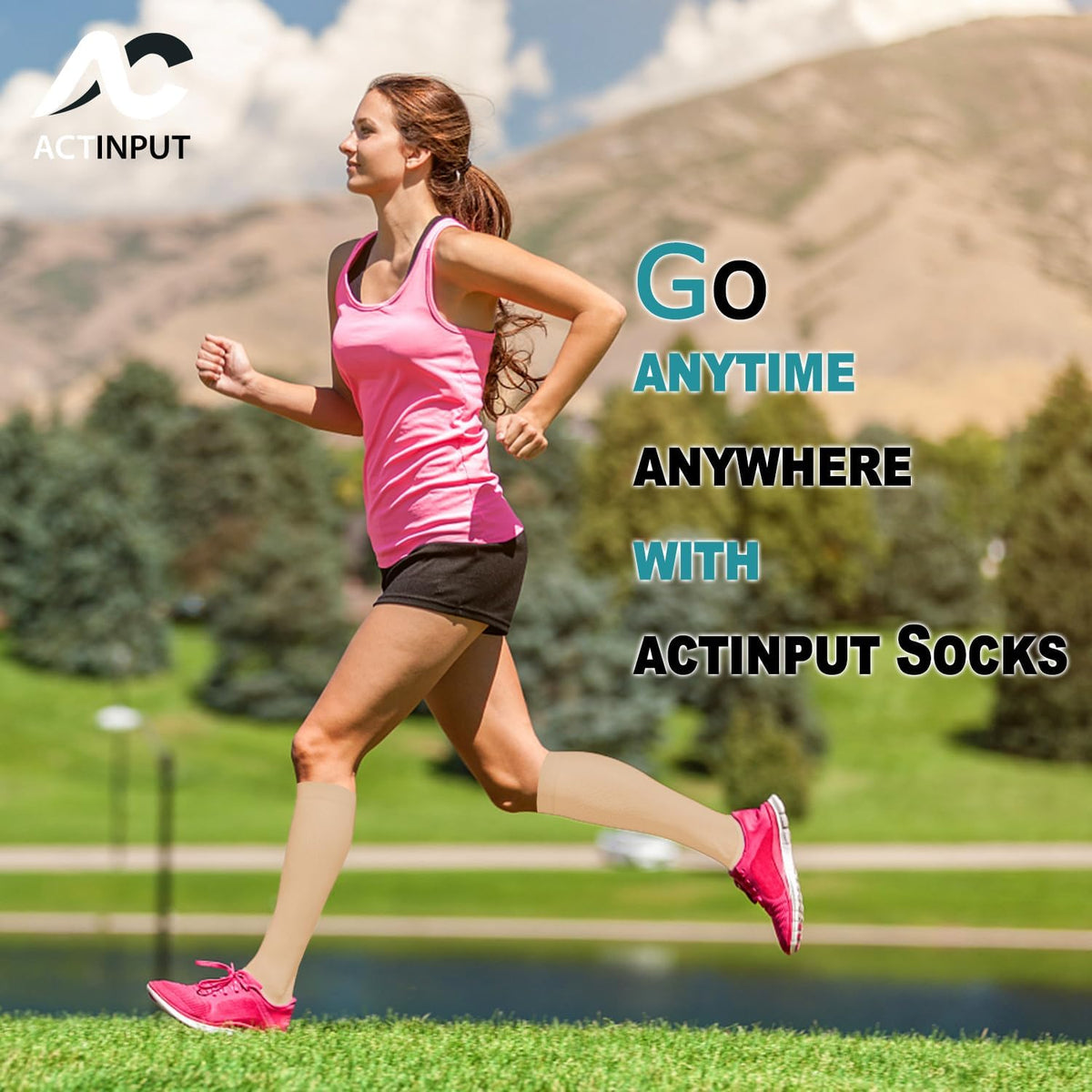 ACTINPUT 8 Pairs Compression Socks for Women & Men,Support Compression Stockings for Medical Running Athletic