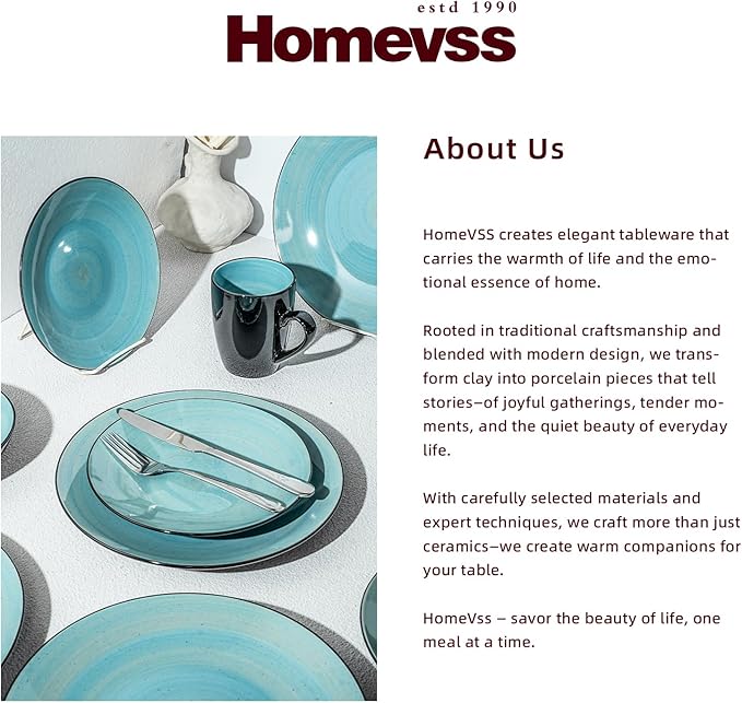 Sonoma 16 Piece Stoneware Dinner Set, Outside Black + Inside Handpainted Color Turquoise with speckle