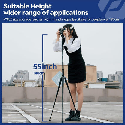 Fotopro Mini Tripod with Ball Head, Phone Mount Detachable Selfie Stick, Folded only 8.6", Max Load up to 6.6 lbs. FY-810 Black