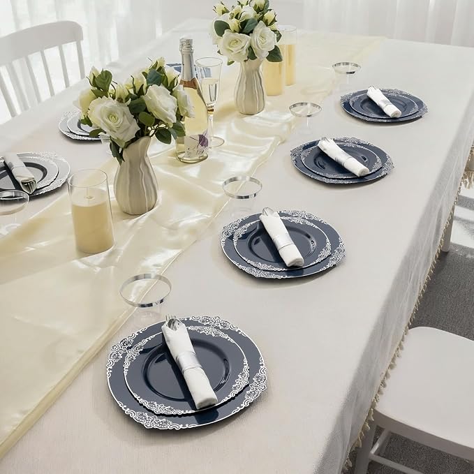Bestluck 700PCS Navy Blue Disposable Dinnerware