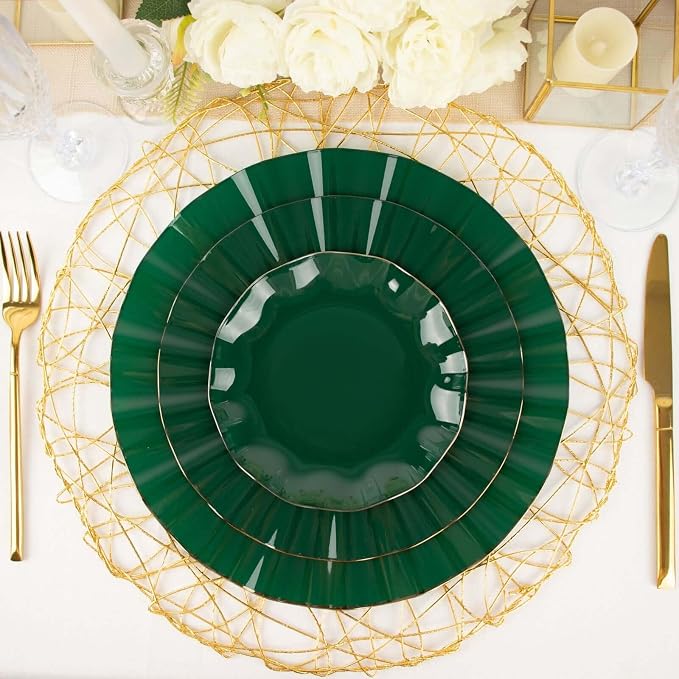 Efavormart 10 Pack | Hunter Emerald Green 6" Round Plastic Dessert Salad Plates