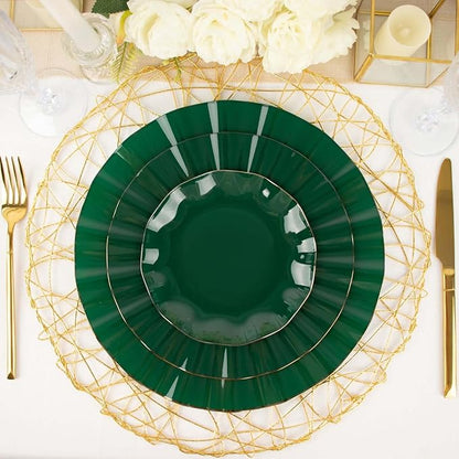 Efavormart 10 Pack | Hunter Emerald Green 6" Round Plastic Dessert Salad Plates