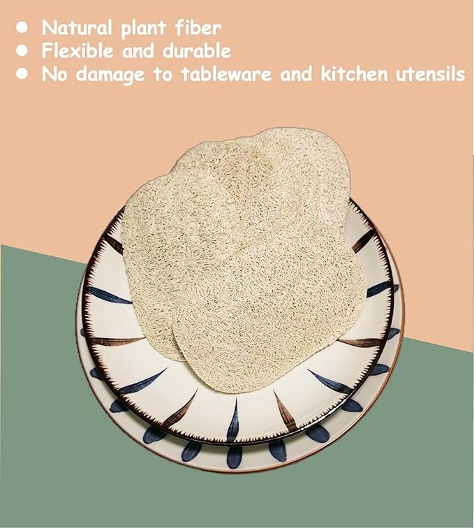 WOCATS 12pcs Natural Loofah Dish Sponges Scrubber for Kitchen-Based Dishwashing Scrubber Greener Clean Stand Wear and Tear Non-Scratch, Biodegradable (12)