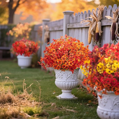 20 Bundles UV Resistant Artificial Fall Flowers Outdoor
