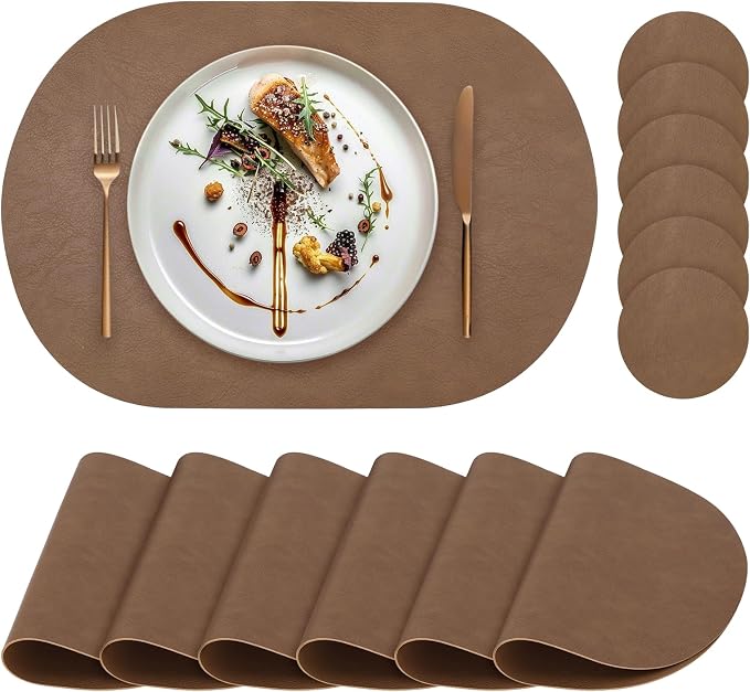 Faux Leather Placemats Set of 6