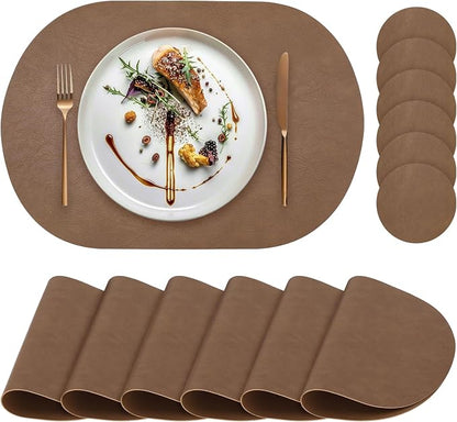 Faux Leather Placemats Set of 6