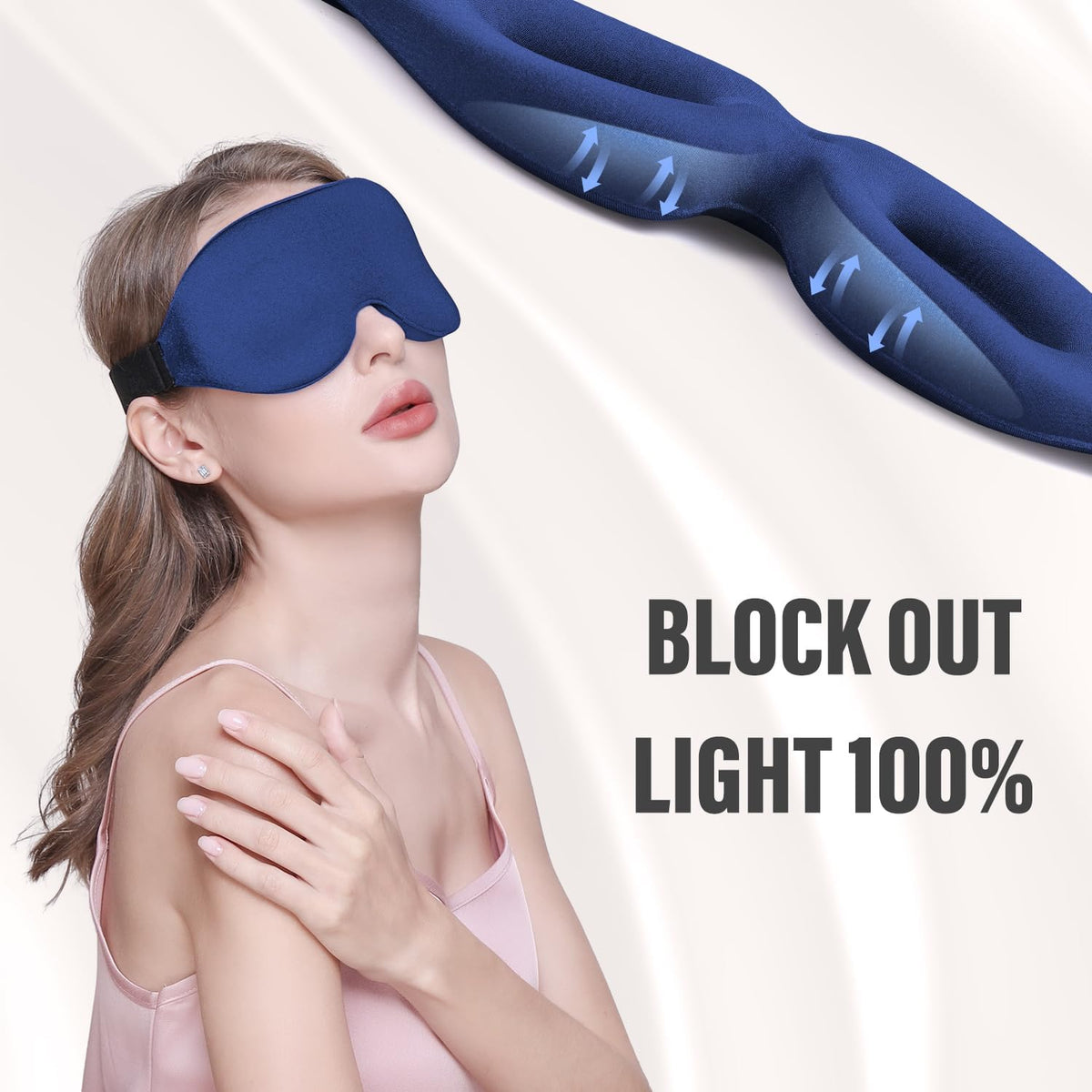 YIVIEW Sleep Mask for Side Sleeper, Complete Light Blocking 3D Pink Sleeping Eye Mask, Soft Breathable Eye Cover for Women Men, Relaxing Zero Pressure Night Blindfold