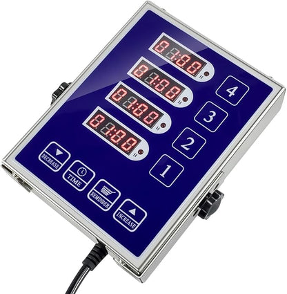 Precision Kitchen Timers for Cooking – 4 Channel Commercial Kitchen Timer Restaurant Kitchen Supplies – Stainless Steel Digital LED Chef Cooking Timer – Reminder Function, Loud Alarm, Blue