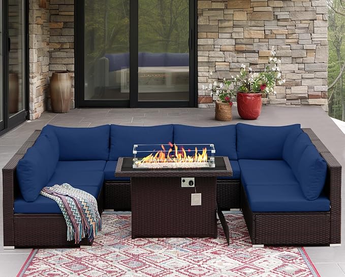 NICESOUL Large Size 9 Pcs Outdoor Patio Sectional Sofa Set