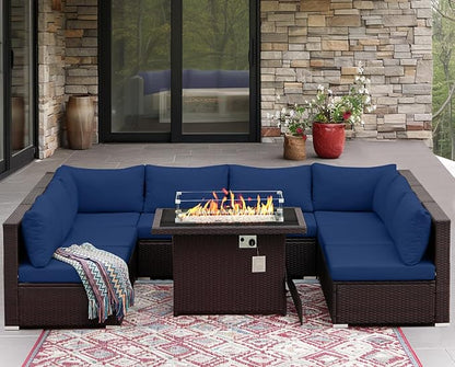 NICESOUL Large Size 9 Pcs Outdoor Patio Sectional Sofa Set
