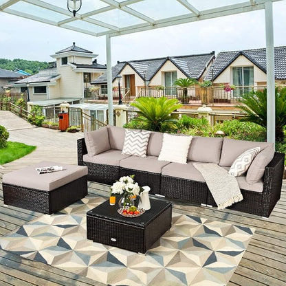 Tangkula 6 Piece Patio Furniture Set, Outdoor Deck Lawn Backyard Durable Steel