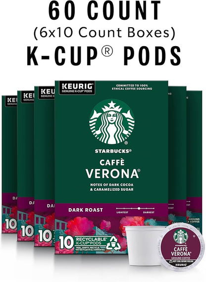 Starbucks K-Cup Coffee Pods, Dark Roast Hot or Iced Coffee, Caffè Verona, 60 Keurig Pods