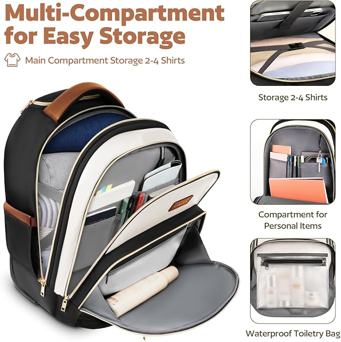 Small Rolling Backpack for Women, Lightweight Travel Backpack with Wheels, Roller Backpacks for Adults, Water Resistant Rolling Laptop Bag, Wheeled Underseat Carry On Luggage, Beige Brown