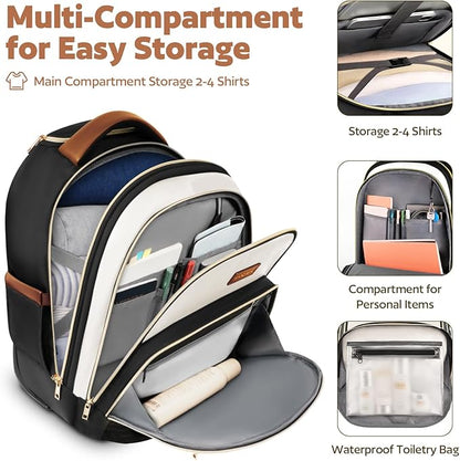 Small Rolling Backpack for Women, Lightweight Travel Backpack with Wheels, Roller Backpacks for Adults, Water Resistant Rolling Laptop Bag, Wheeled Underseat Carry On Luggage, Beige Brown