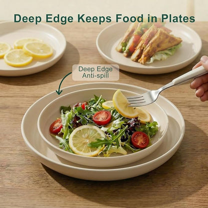 Dishes Set for 8, Wheat Straw Dinnerware Sets 40 Piece, Unbreakable Bowls and