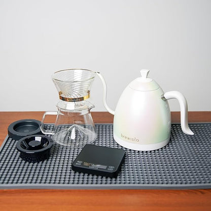 Brewista Artisan Electric Gooseneck Kettle, Water Boiler with LCD Panel, Precise Temperature Control, Fast Boiling and Keep Warm Settings for Pour-Over Coffee & Tea, Café, 1 Liter (White Iridescent)