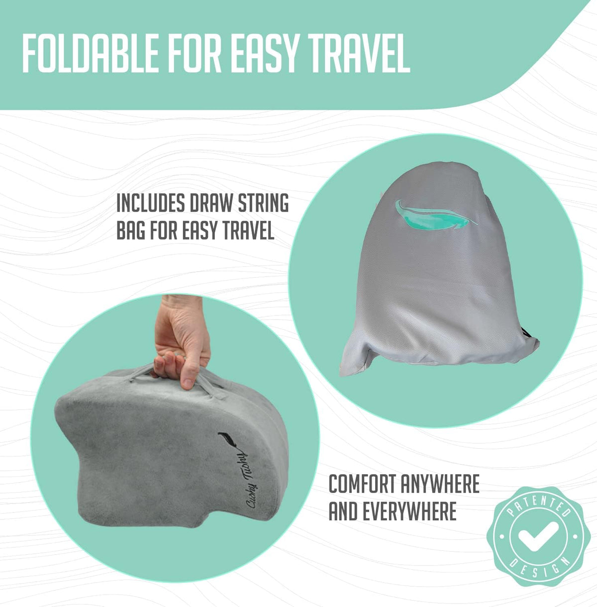 Premium Foldable Travel Seat Cushion - for Relief of Lower Back, Sciatic, Butt and Tailbone Pain - for Home & Office Use, Perfect for Travel or Driving - Coccyx Seat Cushion