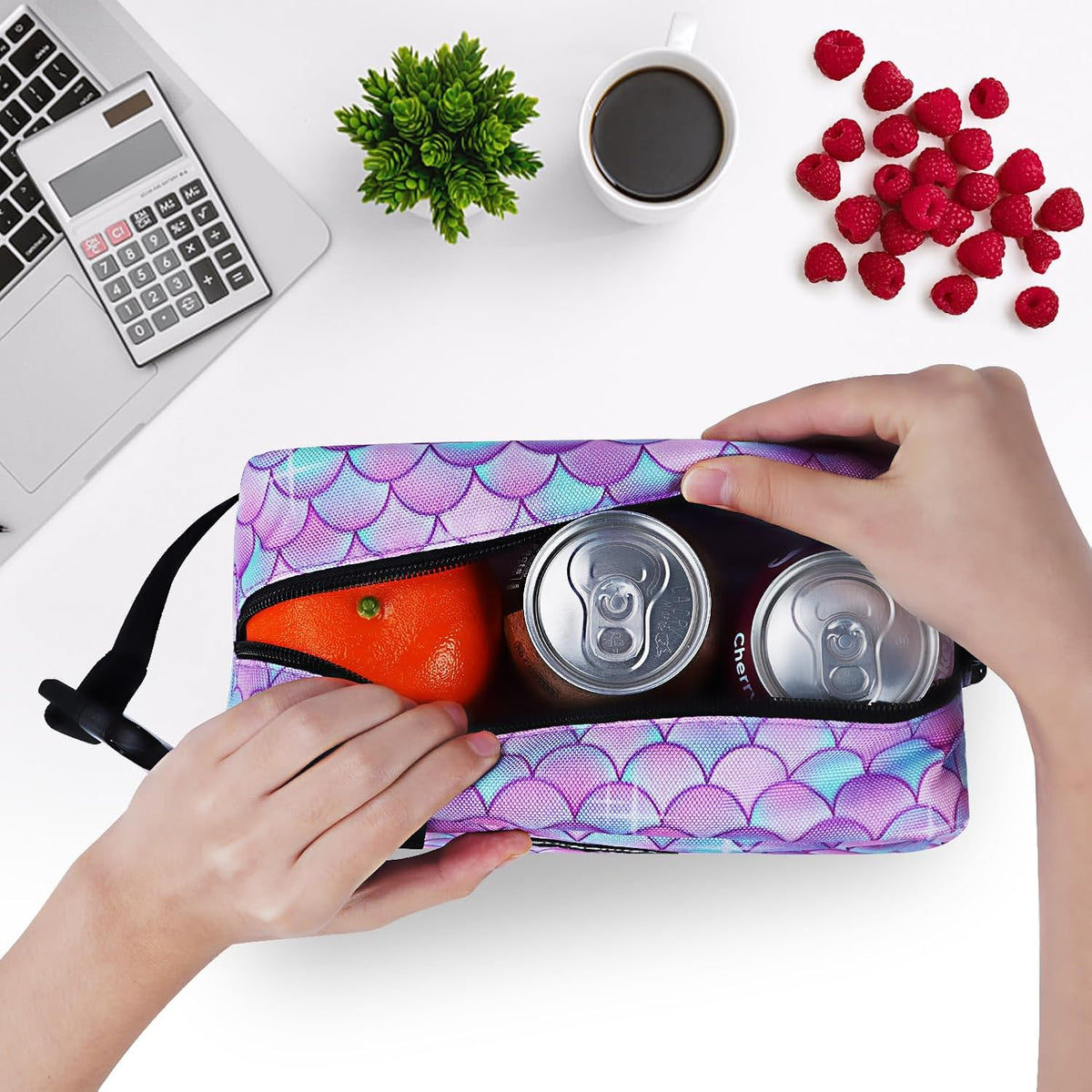 Cerbonny Freezable Cooler Bag for Work/School/Travel - Kids/Adult Size, Fit Snacks & Yogurt - Purple Fish Design