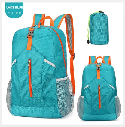 25L Hiking Backpack Foldable Sports Daypack Camping Collapsible Bag Water Repellent Lightweight Travel Men Women(Lake Blue)