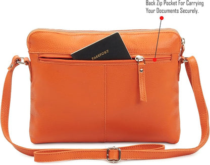 Wise Owl Accessories Small Soft Pebbled Real Leather Crossbody Handbags Purses Sling Crossover Shoulder Bag