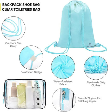 Lightweight Compression Packing Cubes for Suitcases, Compressible Expandable Travel Packing Organizer with Clear Toiletries and Backpack Bag, Travel Essentials for Carry on Luggage 7 Set