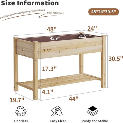 FILWH Raised Garden Bed with Legs Elevated Wooden Planter Box Stand Large