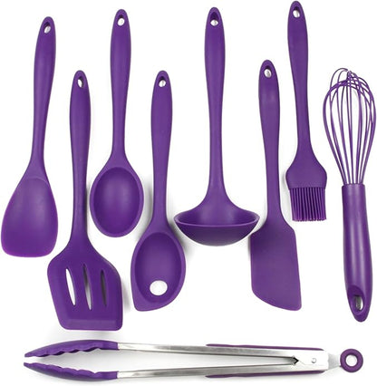 Chef Craft Premium Silicone Kitchen Tool and Utensil Set, 9 Piece, Purple