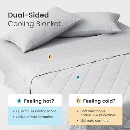 Cozy Bliss Cooling Blanket for Hot Sleepers, Q-Max 0.4 Cooling Comfort Queen Size, Cold Blankets for Night Sweats Sleeping, Ultra-Cool Lightweight Breathable Summer Blanket for Bed